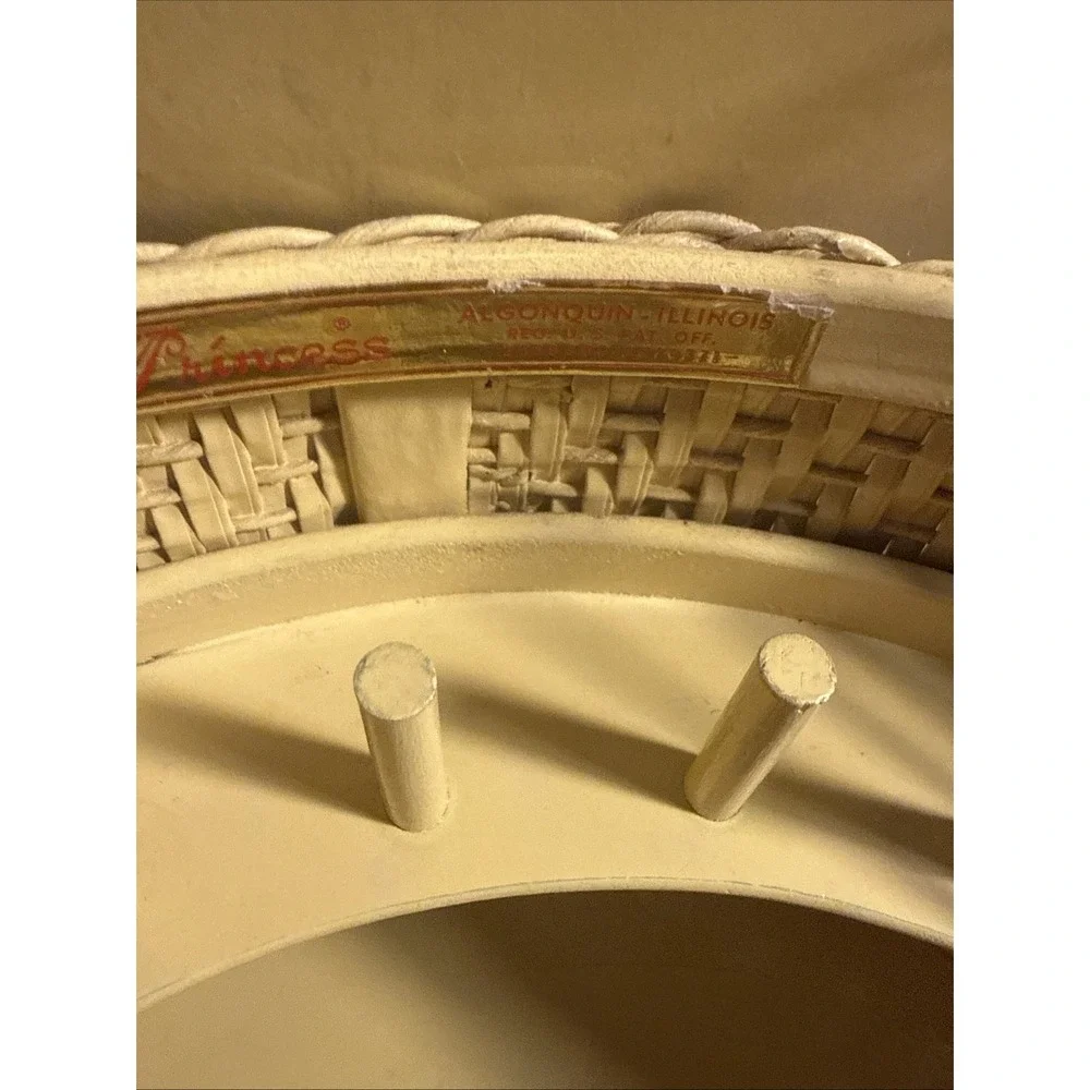 Vintage Sewing Wicker Basket By Princess Baskets Yellow Made In USA 11